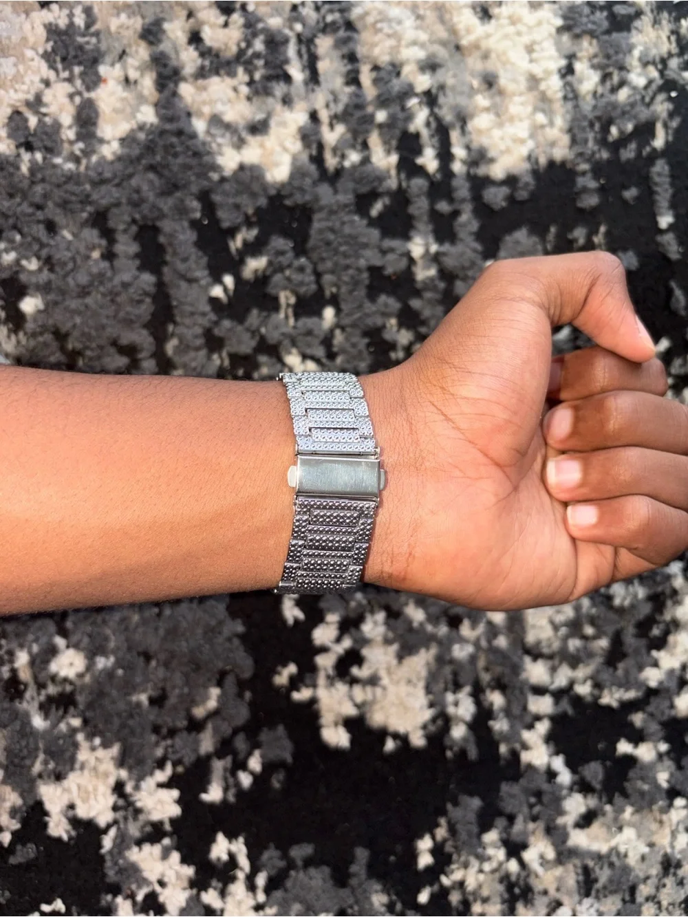 Silver Iced Men's Luxury Bracelet Watch - Unbranded